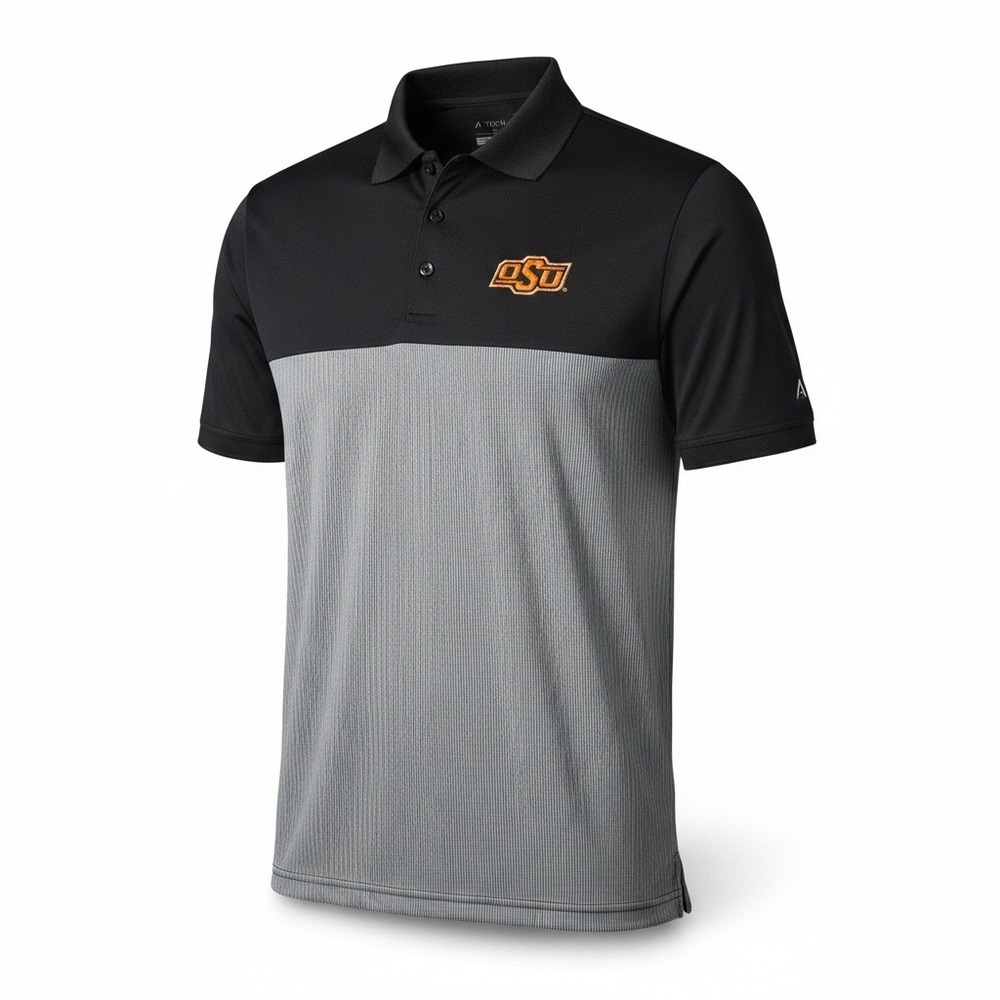 Antigua Oklahoma State Cowboys OSU Mens Polo Shirt Black Grey Size M Medium
